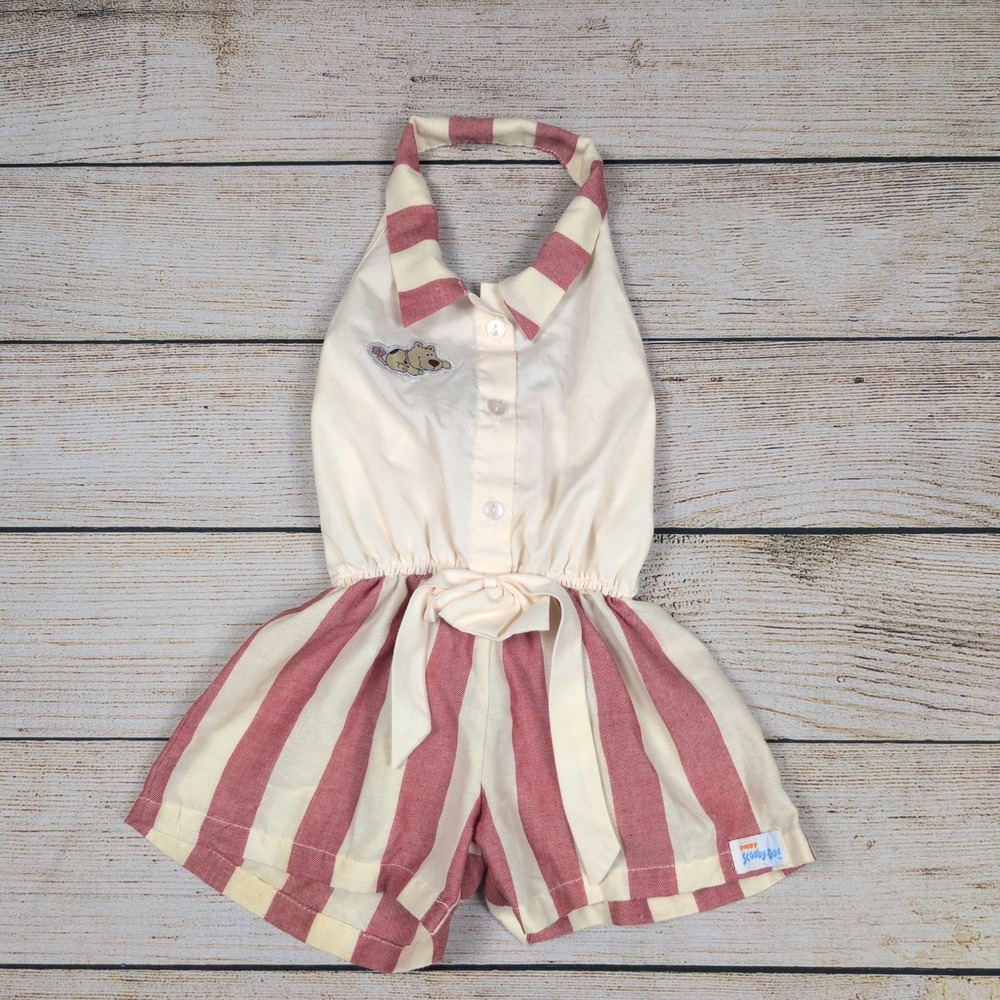 VINTAGE Rare 70s 80s Puppy Scooby‎ Doo Romper Infant  Outfit Jumpsuit Striped